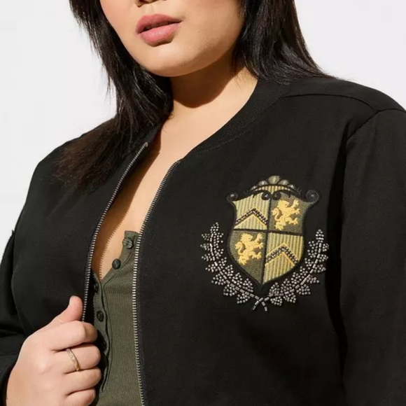 Torrid Black Stretch Twill Bomber Jacket - Picture 10 of 14